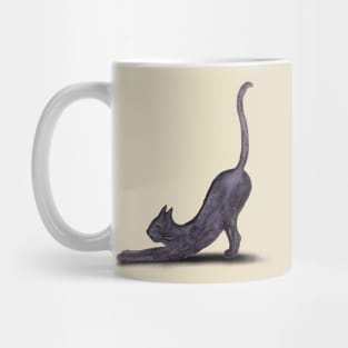 Big stretch! Purple Blob Cat - Hand Painted in Watercolour Mug